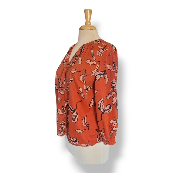 Sonoma Good For Life. V Neck Orange And White Button Down Women's Blouse. Size M - Picture 2 of 11